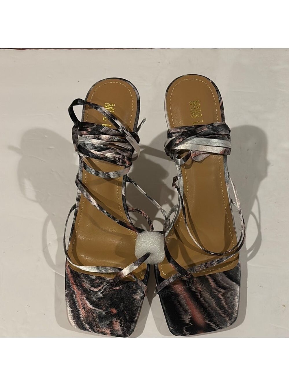Miss Lola Black, Pink and Gray Strappy Sandals - Size 10